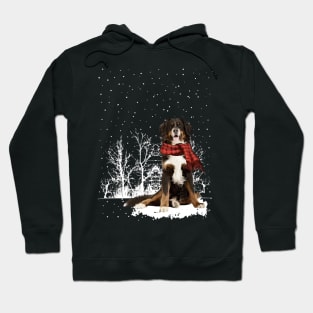 Christmas English Shepherd With Scarf In Winter Forest Hoodie